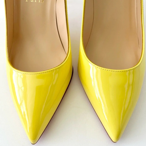 CHRISTIAN LOUBOUTIN | Pigalle Follies 85 Patent Leather Yellow Citronnade US 7 - Picture 5 of 15